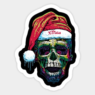 Dripping Skull With Santa Hat Sticker